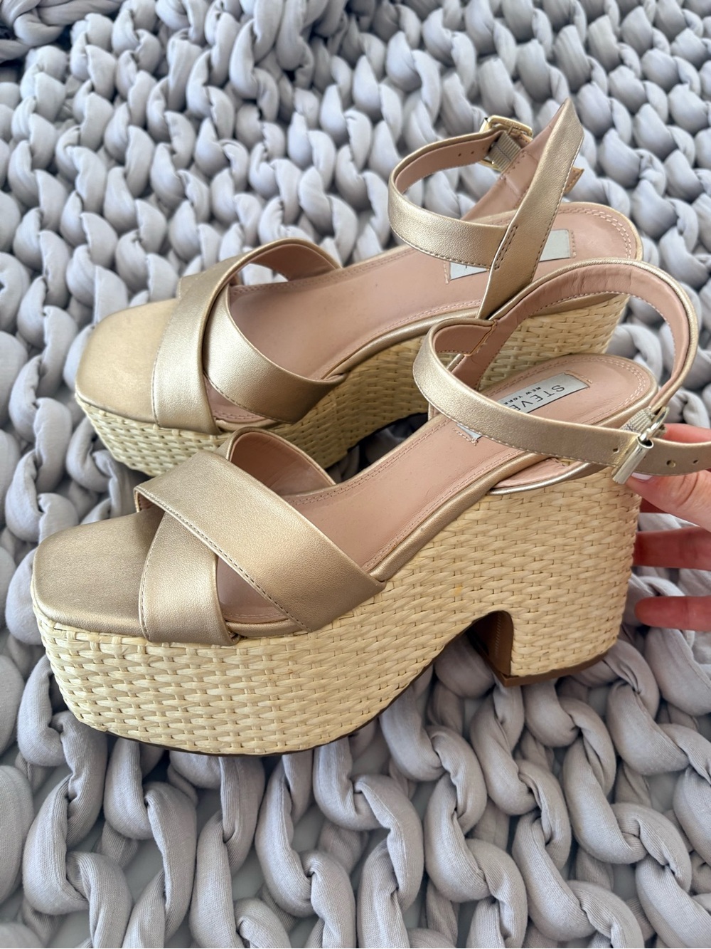 Steven By Steve Madden Gold Platform Wedge Sandals
